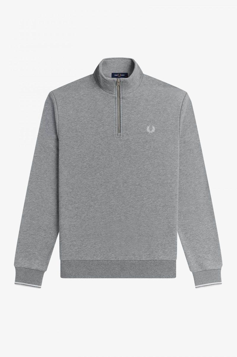 Grey Fred Perry Half Zip Men's Sweatshirts | PH 1586HAPK